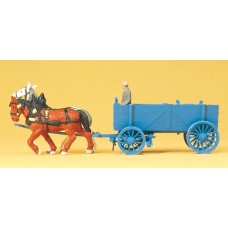 Preiser 30468 - Ore Wagon w/horses/driver